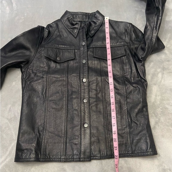 Leather King y2k Women's Black Leather Trucker Jacket 4549 - Picture 5 of 8
